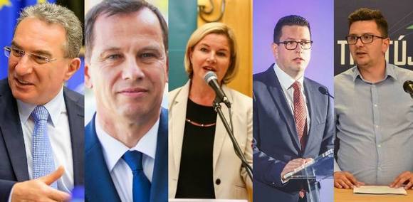 A k�pen: Winkler Gyula, S�gor Csaba, Heged�s Csilla, Vincze Lor�nt, Oltean Csongor