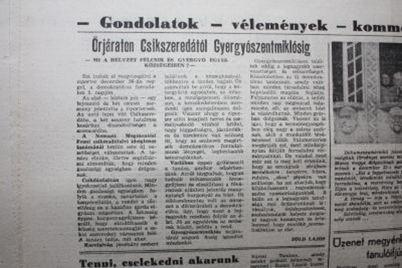 A Hargita N�pe �js�g�r�ja Gyergy�szentmikl�son tal�lta a legnagyobb szervezetts�get �s c�lszer�s�get a kar�csony ut�ni napokban. 