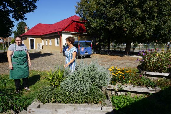 A mikolai Mosolyh�z udvar�n magas�gy�sokban termesztik a f�szer- �s konyhakerti n�v�nyeket