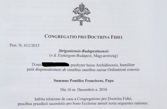 A vatik�ni lev�l r�szlete. K�z�lte: V�lasz Online. <br />
