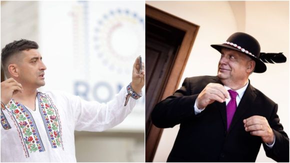Madarat toll�r�l, embert (elv)bar�tj�r�l. Fot�k: George Simion �s Orb�n Viktor (Forr�s: a k�t politikus Facebook-oldala)